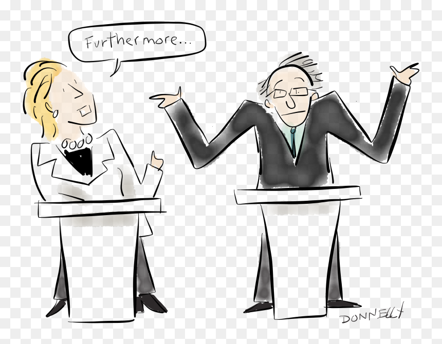 Hillary Clinton And Bernie Sanders Met In Brooklyn - Debate Cartoon Transparent, HD Png Download - hillary clinton face png