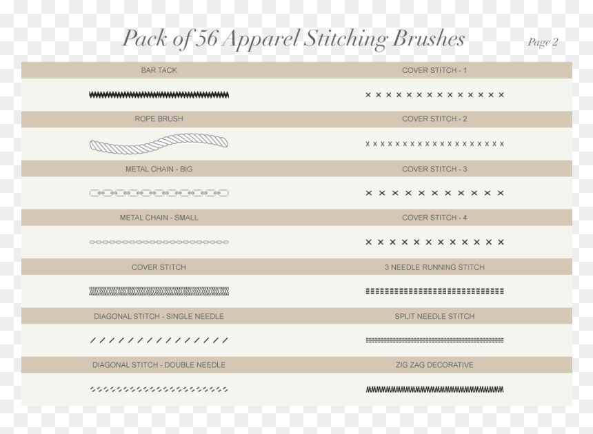 Pack Of 56 Apparel Stitching Vector Brushes - Symmetry, HD Png Download - stitching png