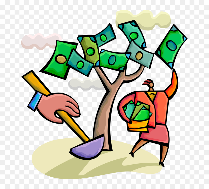 Vector Illustration Of Businesswoman"s Tenacity Pays, HD Png Download - money tree png