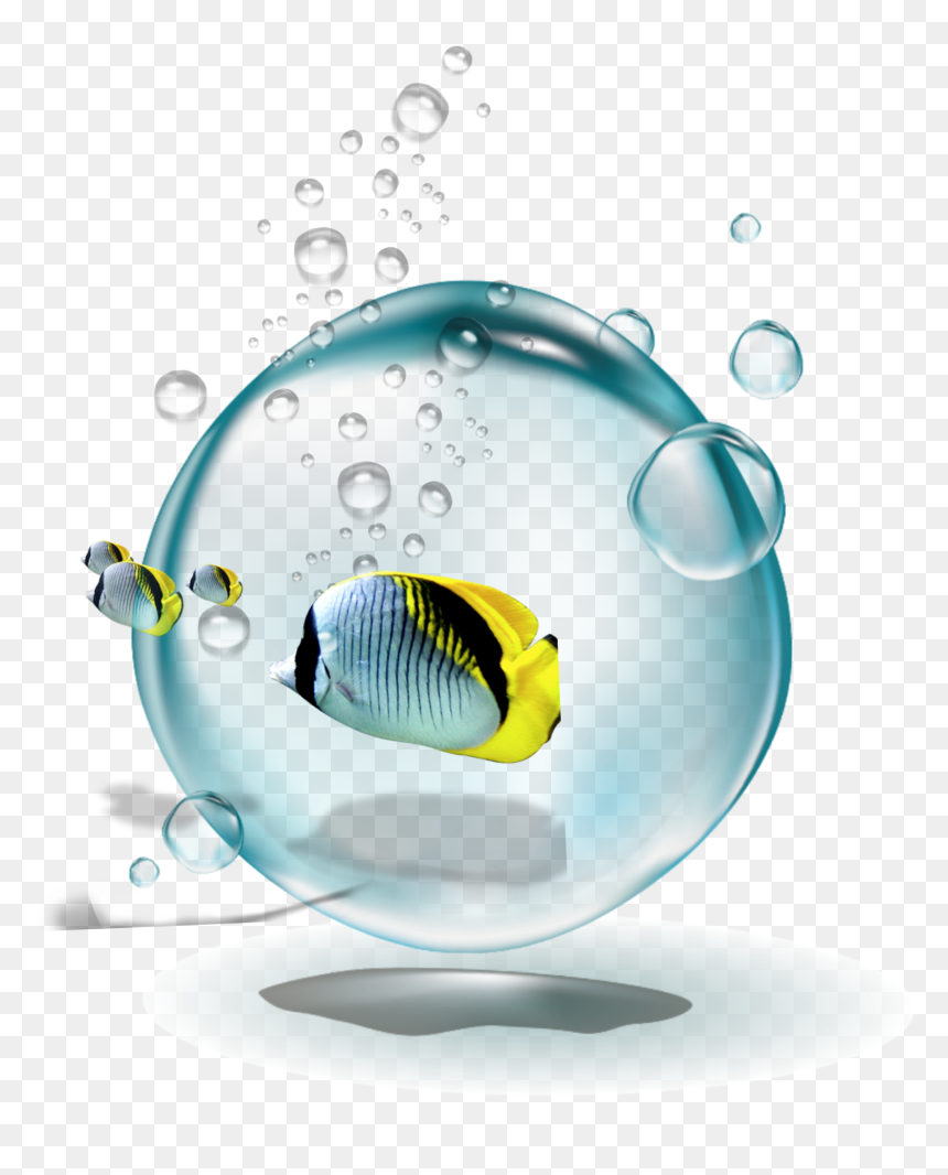 #ftestickers #water #bubbles #fish #yellow - Fish Oil, HD Png Download - water bubbles png
