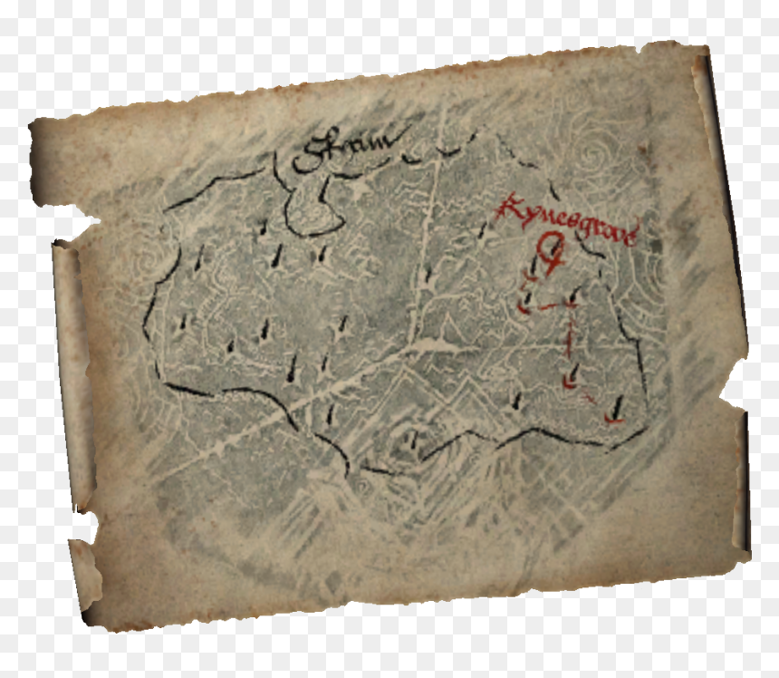 Mapofdragonburials - Dragon Burials Skyrim Sites, HD Png Download - skyrim dragon png