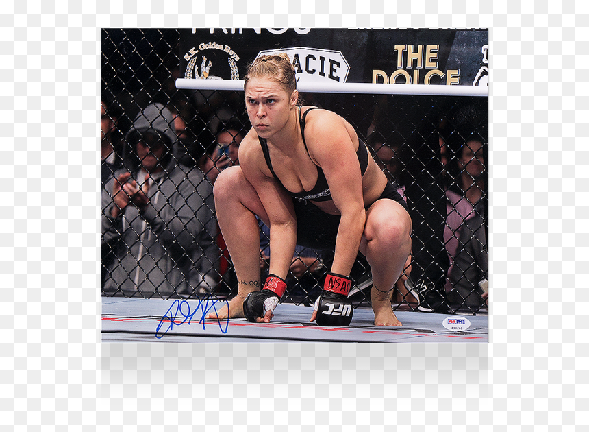 Ronda Rousey Signed Photo Rowdy Ronda Png Rousey Signed - Ronda Rousey In Cage, Transparent Png - ronda rousey png