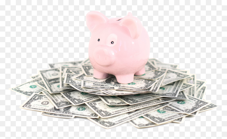 Piggy Bank Dollars - Piggy Bank With Money, HD Png Download - dollars png