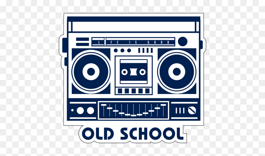 Old School Boombox Small Die Cut Decal - Old School, HD Png Download - boom box png