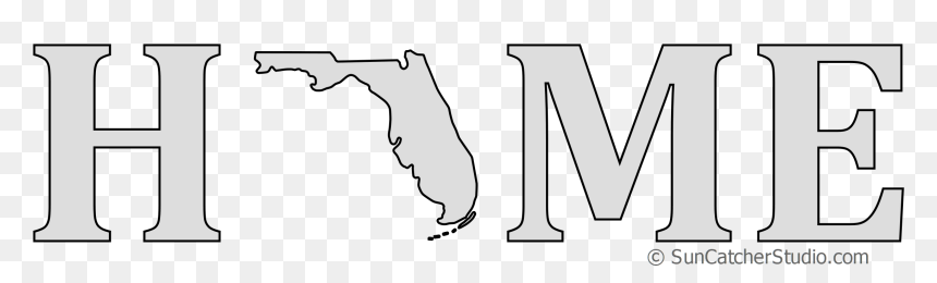 Florida Home Stencil Pattern Shape State Clip Art Outline, HD Png Download - florida outline png