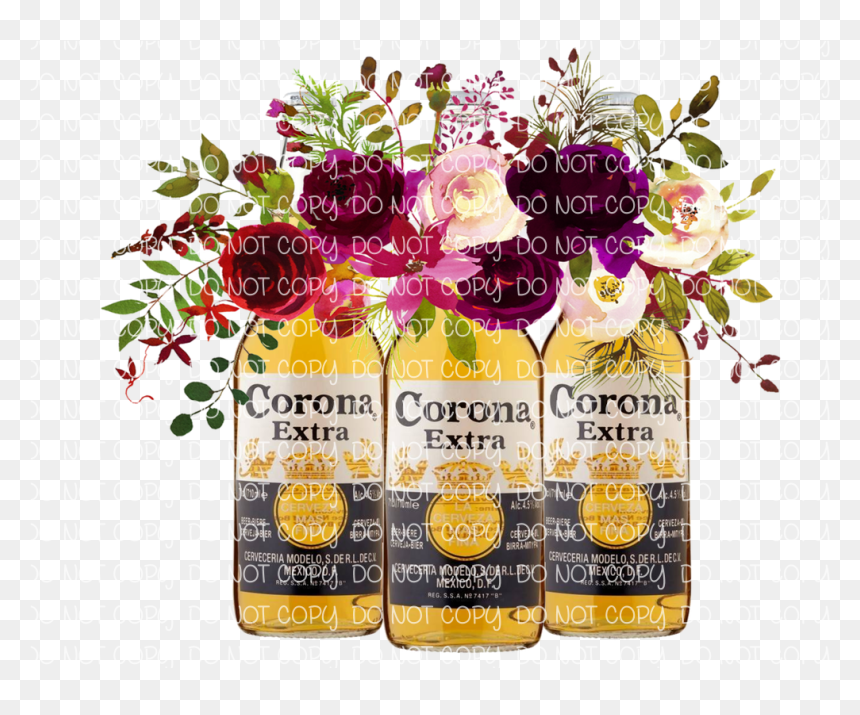 Burgundy Watercolor Flowers Png, Transparent Png - corona beer png