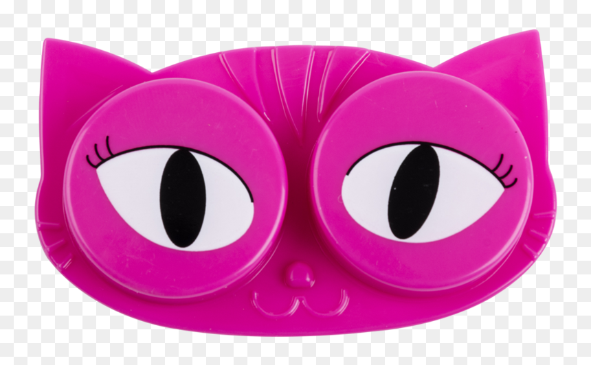 Pink Cat Eyes Contact Lens Case Facing Front - Circle, HD Png Download - cat eyes png