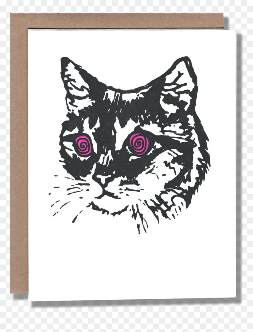 Cat Black And White Illustration, HD Png Download - cat eyes png