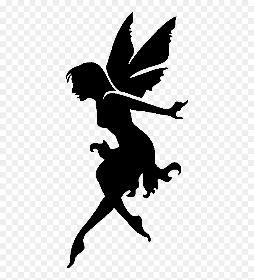 Glitter Tattoo Stencil Fairy On Tip Toe - Fairy Stencil, HD Png Download - fairy silhouette png