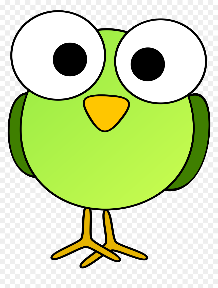 Light Green Large Eyed Bird Graphics - Funny Bird Clipart, HD Png Download - cartoon bird png