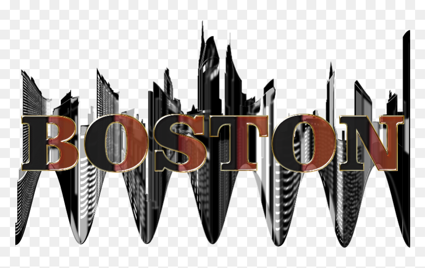Boston Skyline Typography 2 Enhanced - Portable Network Graphics, HD Png Download - boston skyline silhouette png