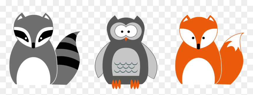 Raccoon Owl And Fox Clip Arts - Cartoon Fox And Owl, HD Png Download - racoon png