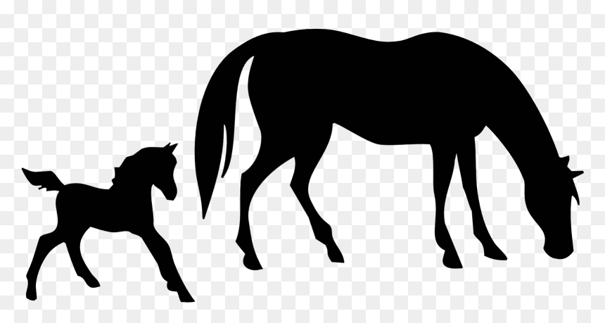 Free Mare And Foal Horse Clipart - Horse And Foal Silhouette, HD Png Download - horse silhouette png