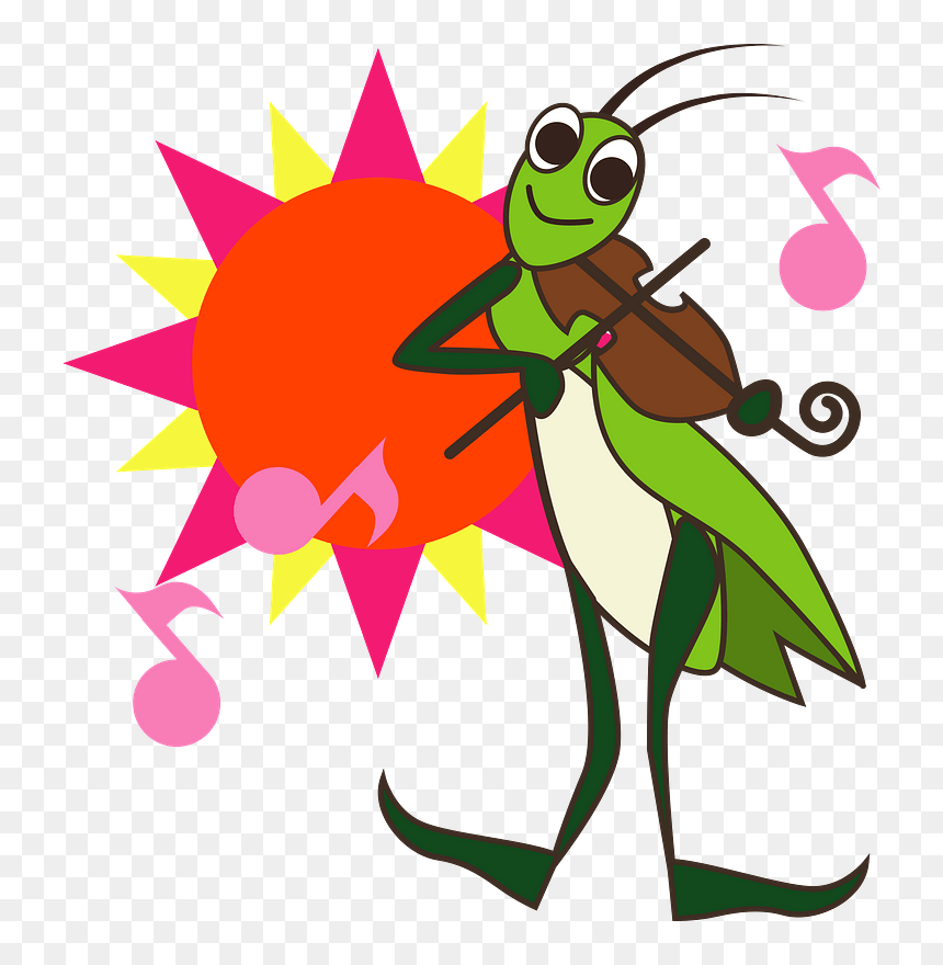 The Ant And The Grasshopper Clipart - バイオリン キリギリス イラスト, HD Png Download - grasshopper png