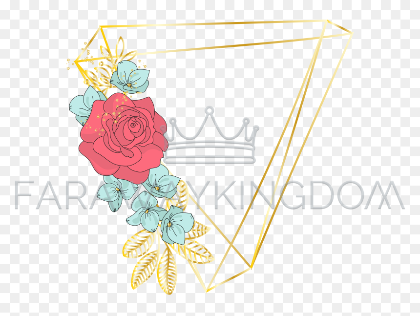 Triangle Rose Wedding Floral Golden Vector Illustration - Vector Graphics, HD Png Download - gold rose png