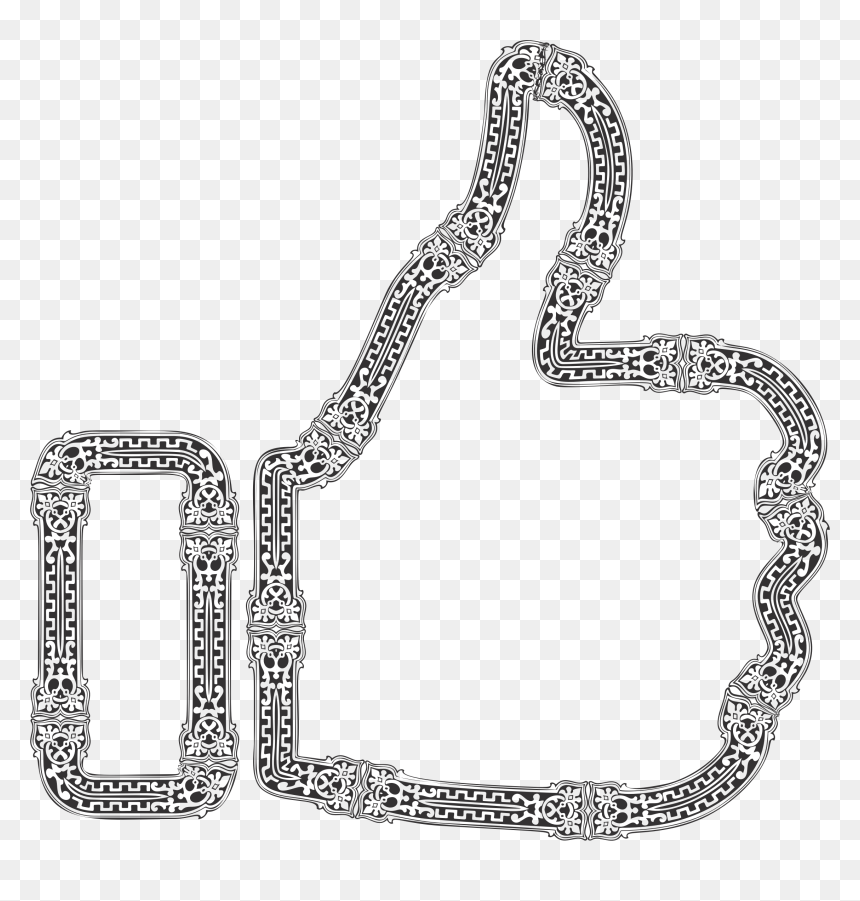 Vintage Decorative Ornamental Thumbs Up Clip Arts - Line Art, HD Png Download - thumb up png