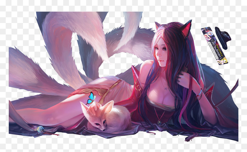 Transparent Ahri Png - White Nine Tailed Kitsune Girl, Png Download - ahri png