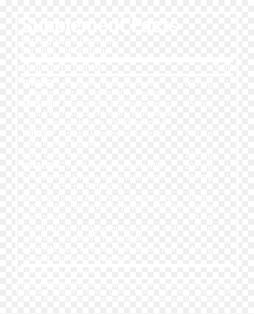 Testofx Allmax Ingredients, HD Png Download - nutrition facts png