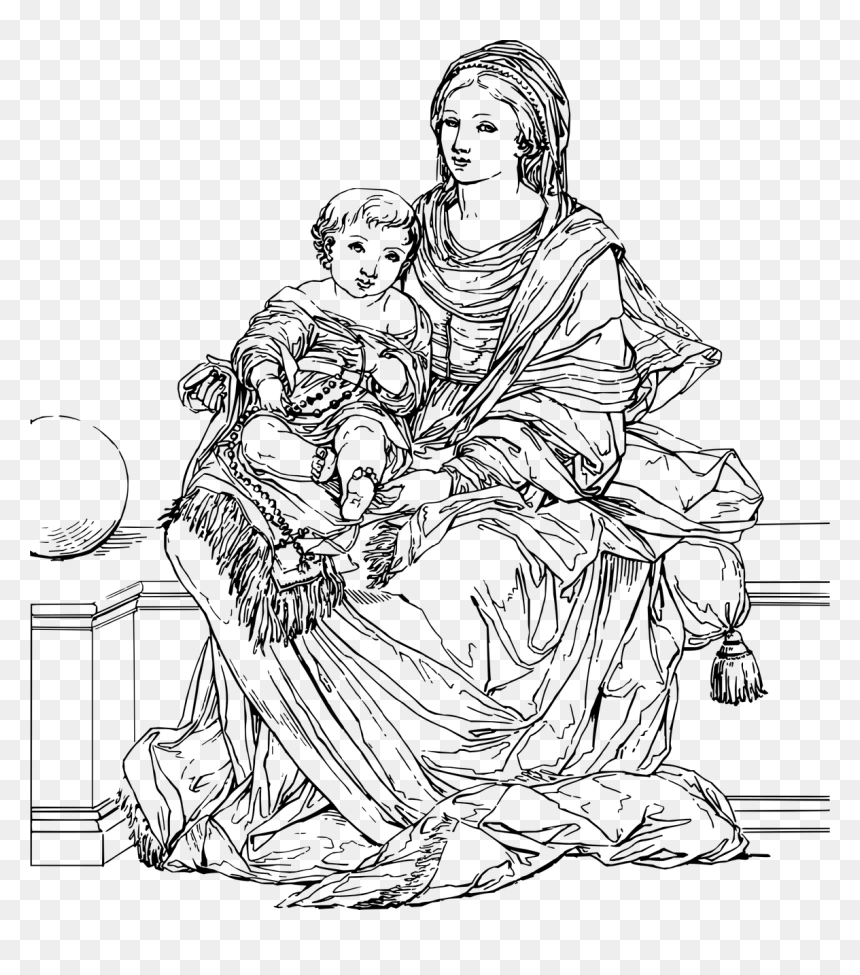 Mother Mary With Infant Jesus Images Free Download, HD Png Download - christian fish png