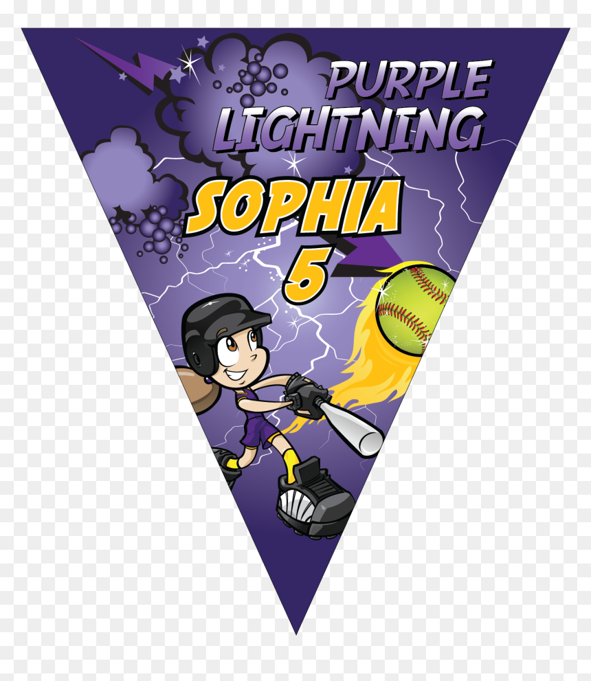 Purple Lightning Triangle Individual Team Pennant - Cartoon, HD Png Download - purple lightning png
