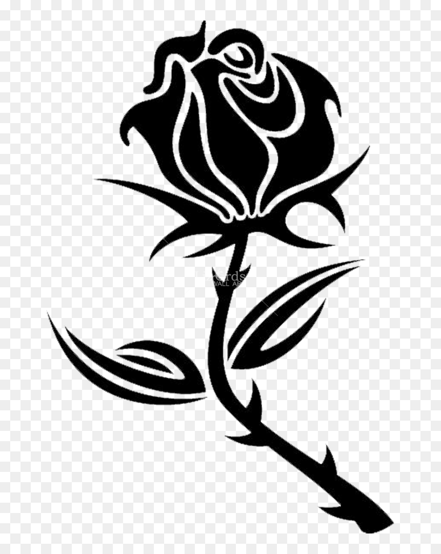 Black Rose Drawing Clip Art - Rose Clipart Black, HD Png Download - rose drawing png