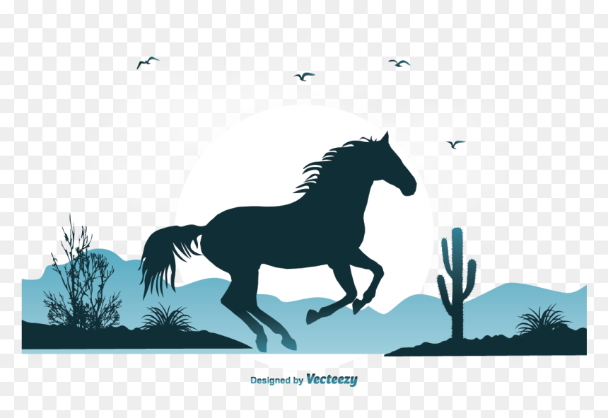 Mustang Pony Wild Horse Illustration - Pulse Line Barrel Racing Clip Art, HD Png Download - cactus silhouette png