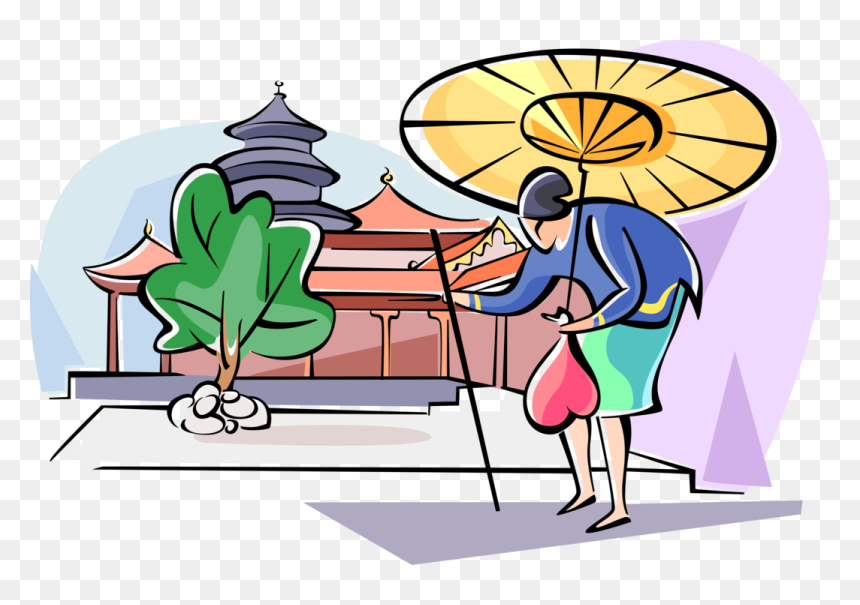 Vector Illustration Of Japanese Woman Walking With - Clip Art, HD Png Download - woman walking png