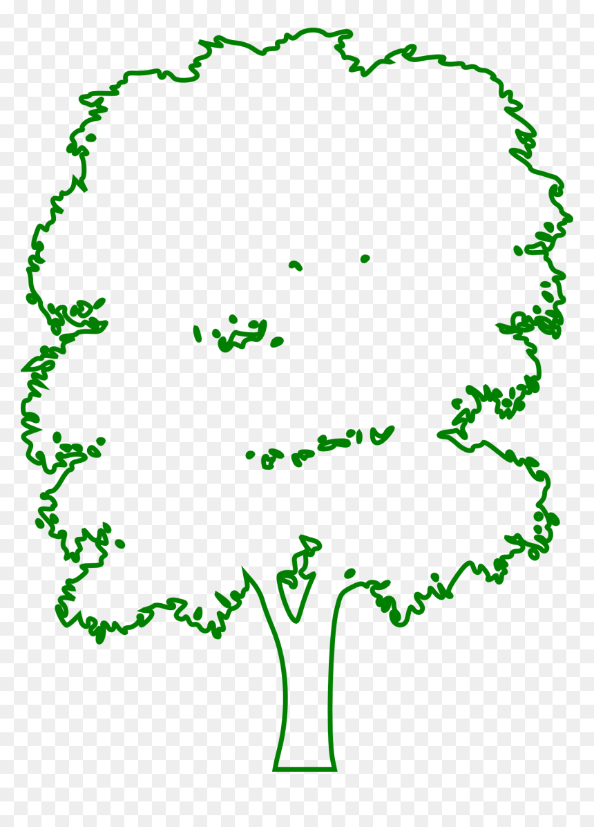 Green Outline Drawing Of A Tree - Green Tree Outline Png, Transparent Png - tree outline png
