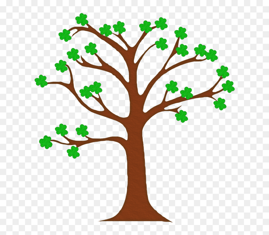 Glitter Clipart Shamrock - Tree With Leaves Clipart Outline, HD Png Download - tree outline png