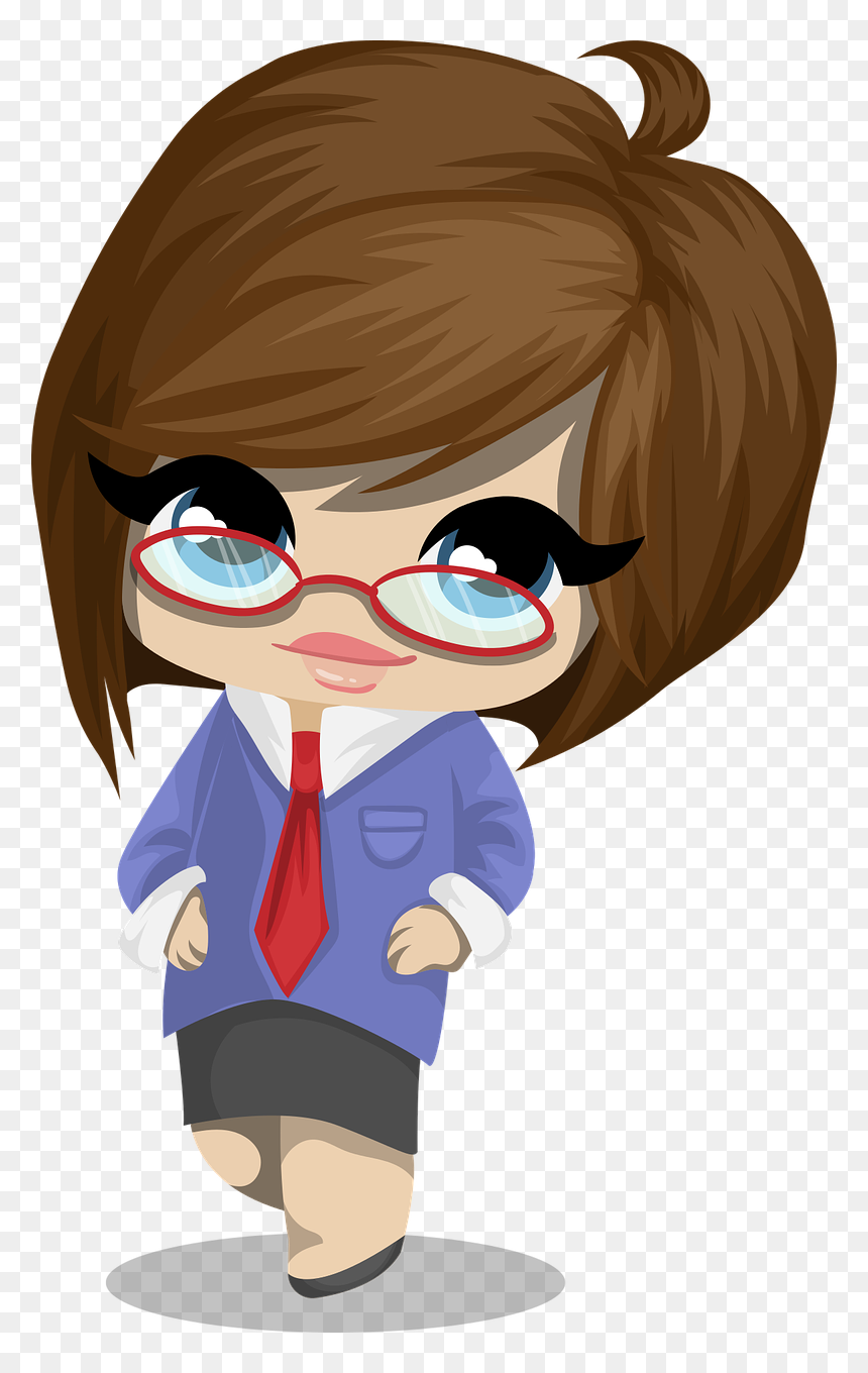 Chibi School Girl Png, Transparent Png - cartoon glasses png