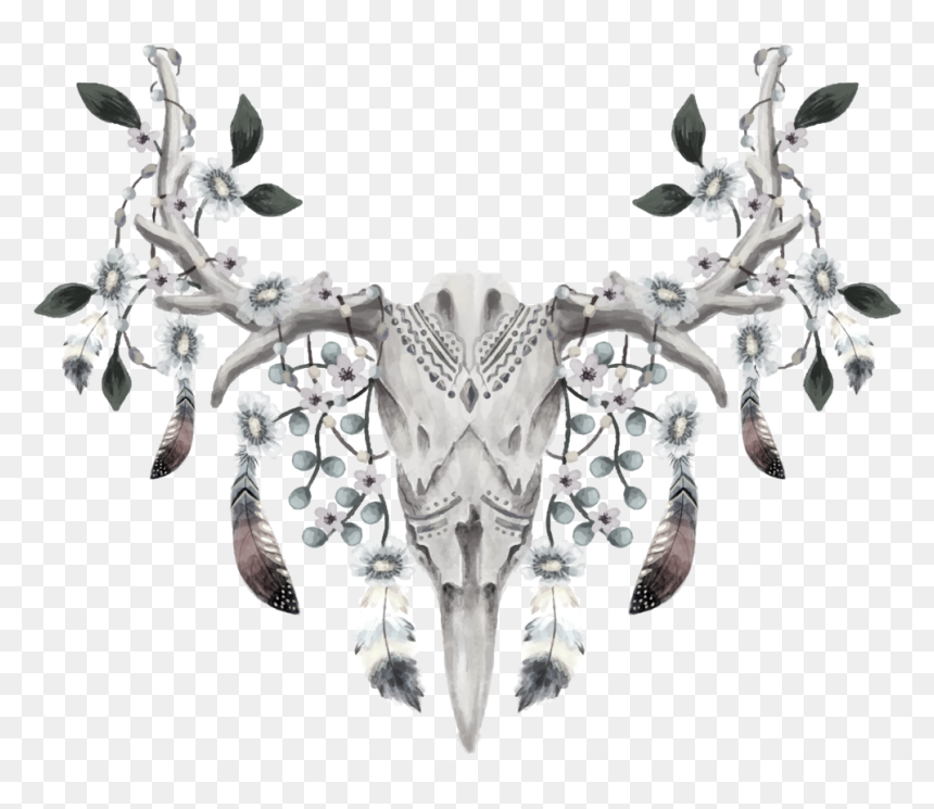 Deer Skull Png - Shower Curtain Spring Hooks, Transparent Png - deer skull png