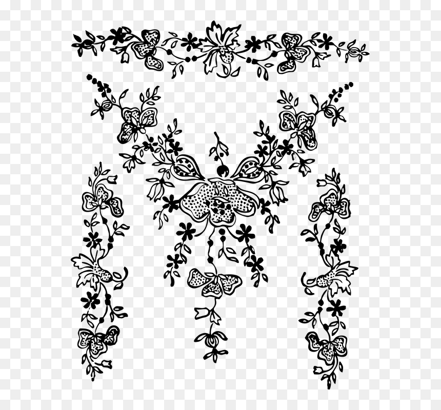 Embroidery Vintage Sew - Black Floral Embroidery Png, Transparent Png - embroidery png