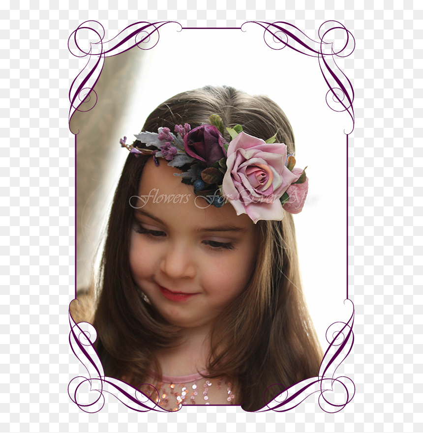 Silk Artificial Floral Hair Crown Halo, For Wedding, - Heart Wedding Cakes With Flowers, HD Png Download - purple flower crown png