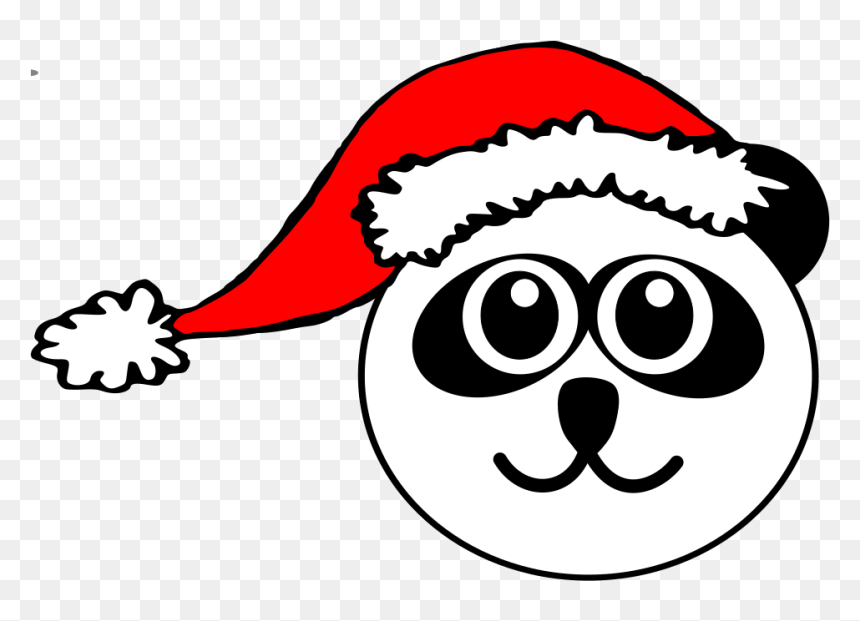 Panda Face With Santa Hat Clipart - Santa Heads Coloring Pages, HD Png Download - panda face png