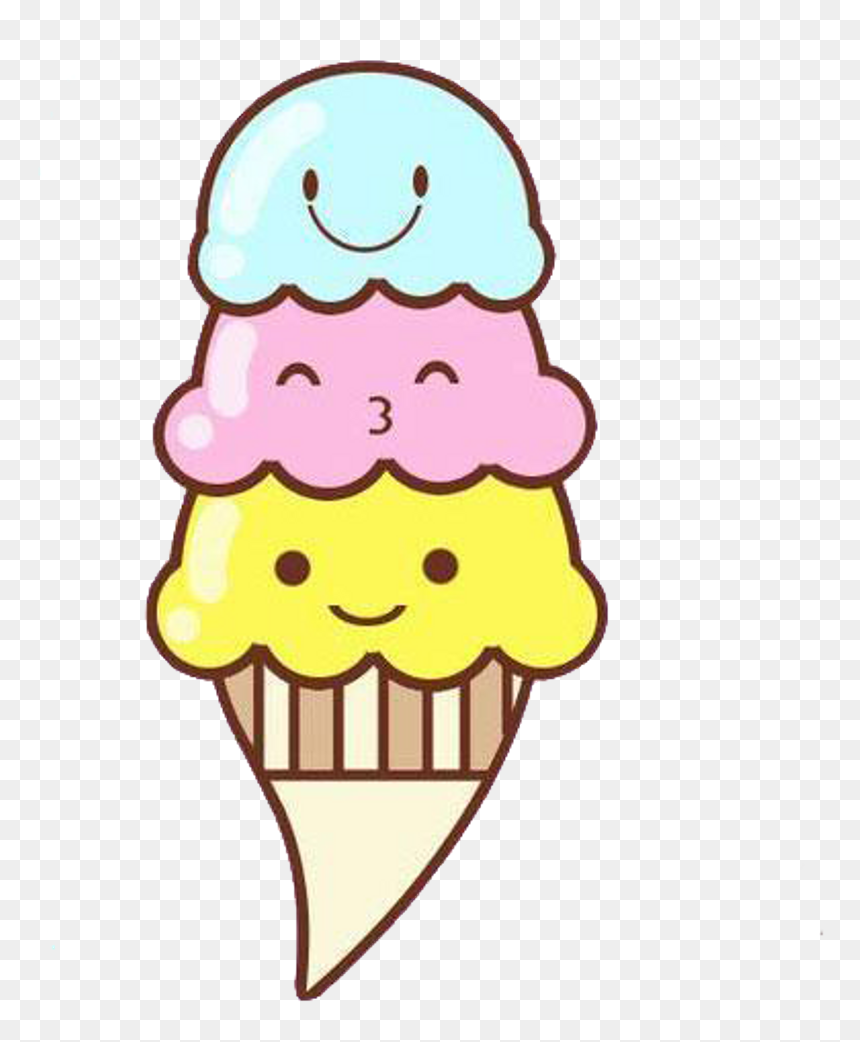 Kawaii Ice Cream Transparent Icecream Food Cute Transparent - Cute Ice Cream Png, Png Download - icecream png