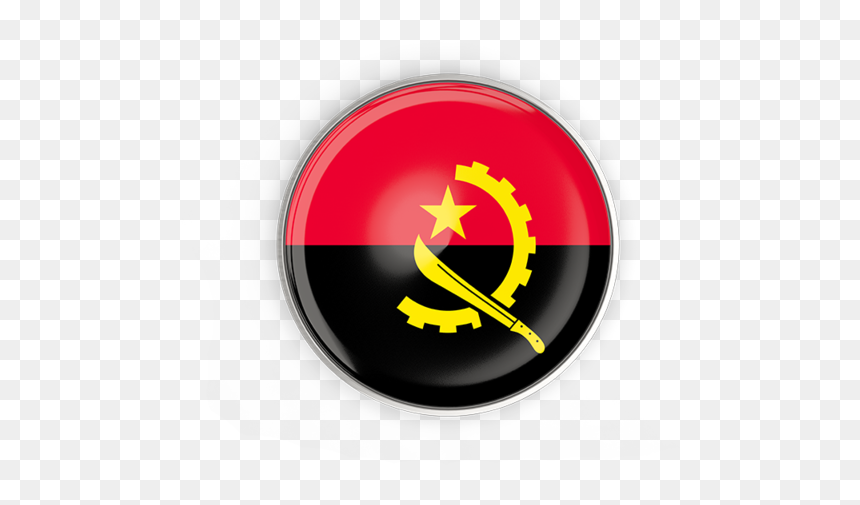 Round Button With Metal Frame - Angola Flag In A Circle, HD Png Download - metal frame png