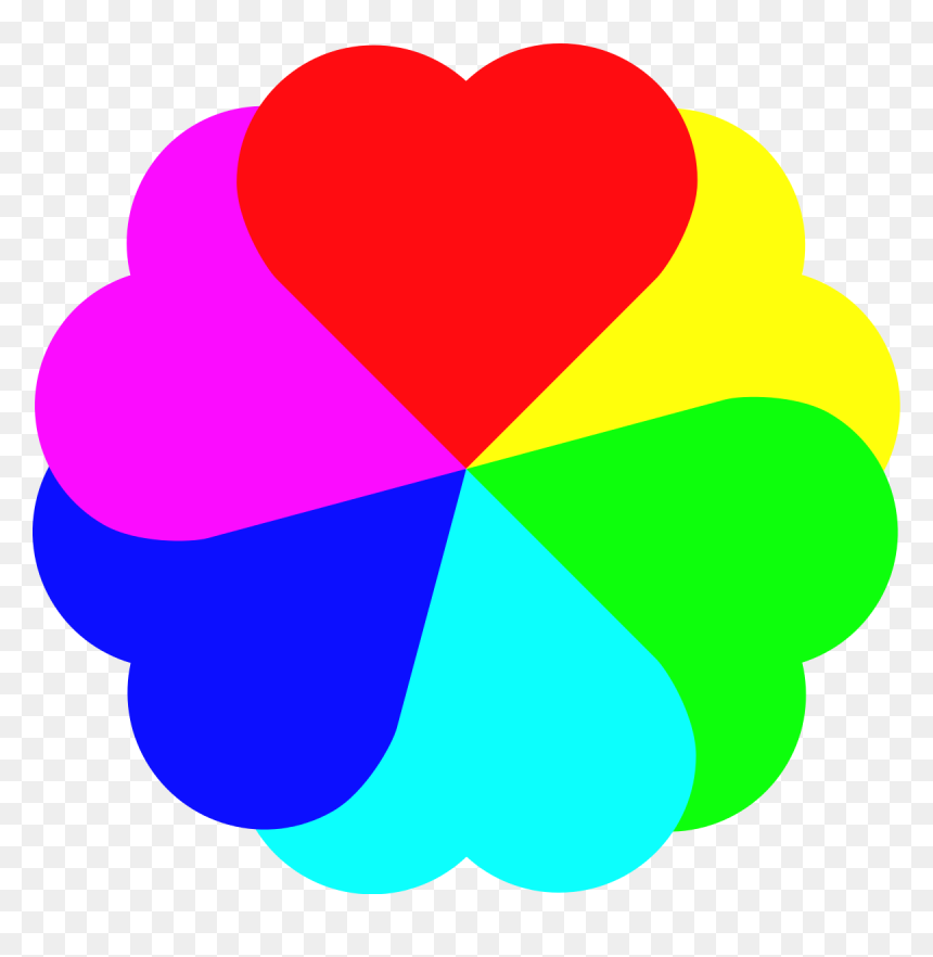 Clip Art Colors, HD Png Download - rainbow heart png