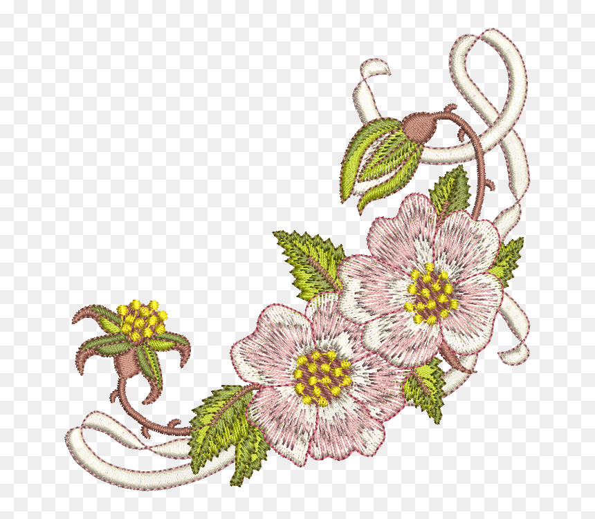 Briar & Ribbon Corner - Transparent Flower Embroidery Png, Png Download - corner ribbon png