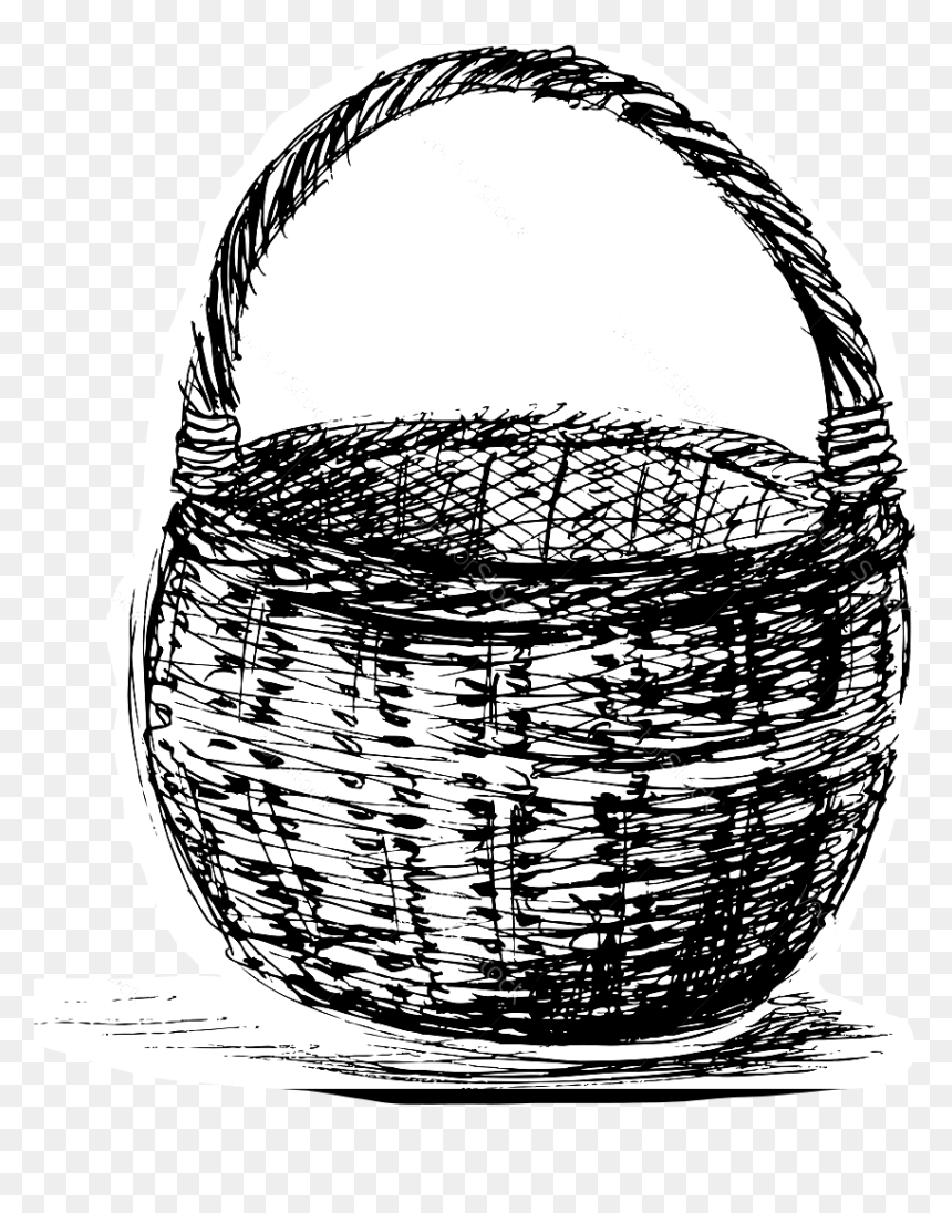 Wicker Basket Drawing Png, Transparent Png - picnic basket png