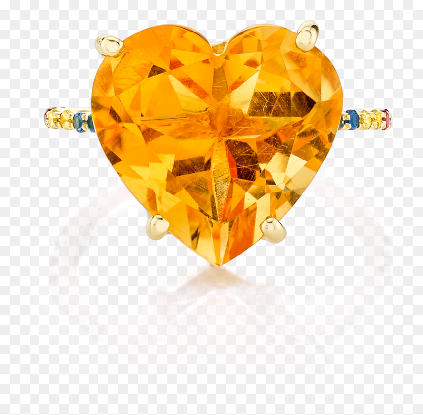 Citrine And Rainbow Heart Ring , Png Download - Diamond, Transparent Png - rainbow heart png