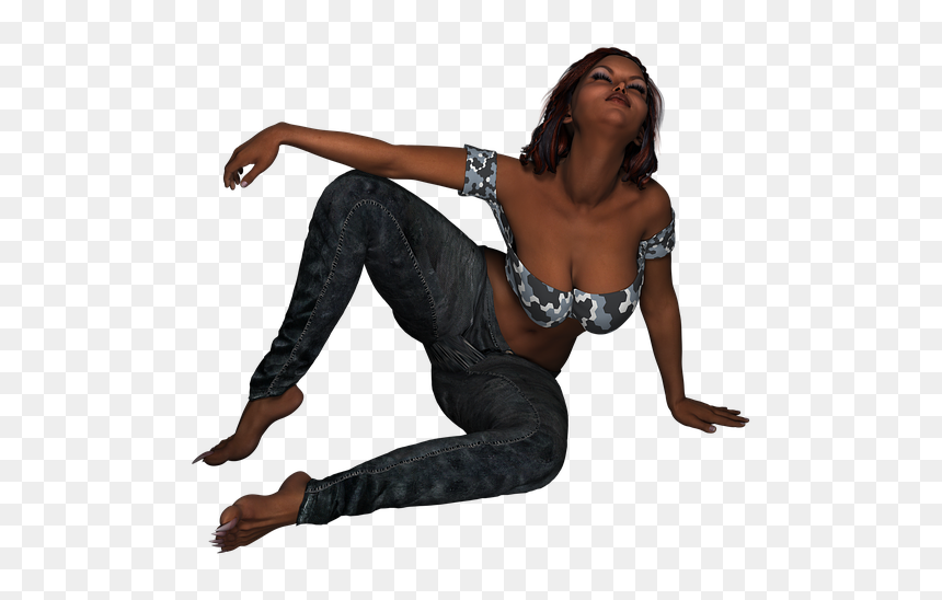 Sitting On Feet Pose, HD Png Download - girl sitting png