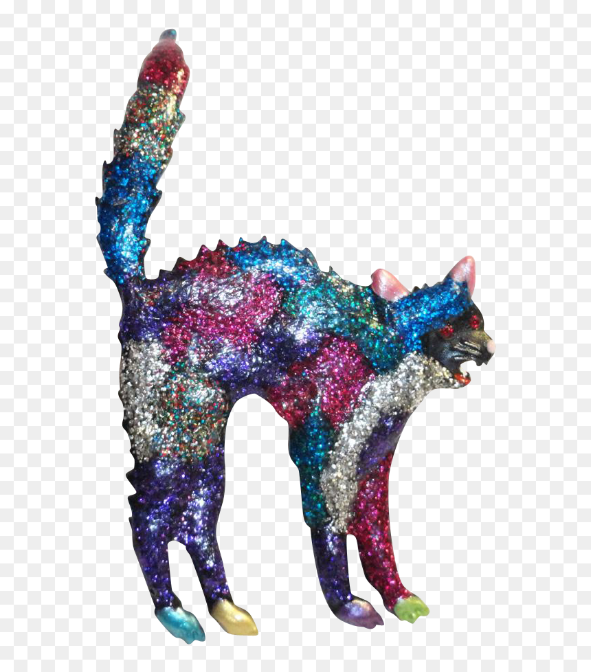 Jj Glitter Enamel Scaredy Cat Brooch - Cat, HD Png Download - bobcat png
