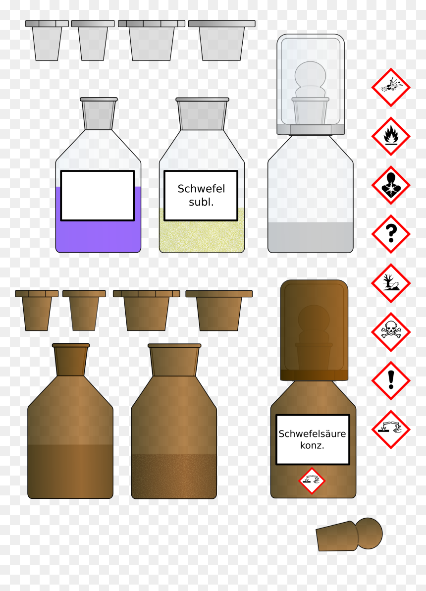 Chemikalien Flaschen/chemical Bottles Clip Arts - Flammability, HD Png Download - bottles png