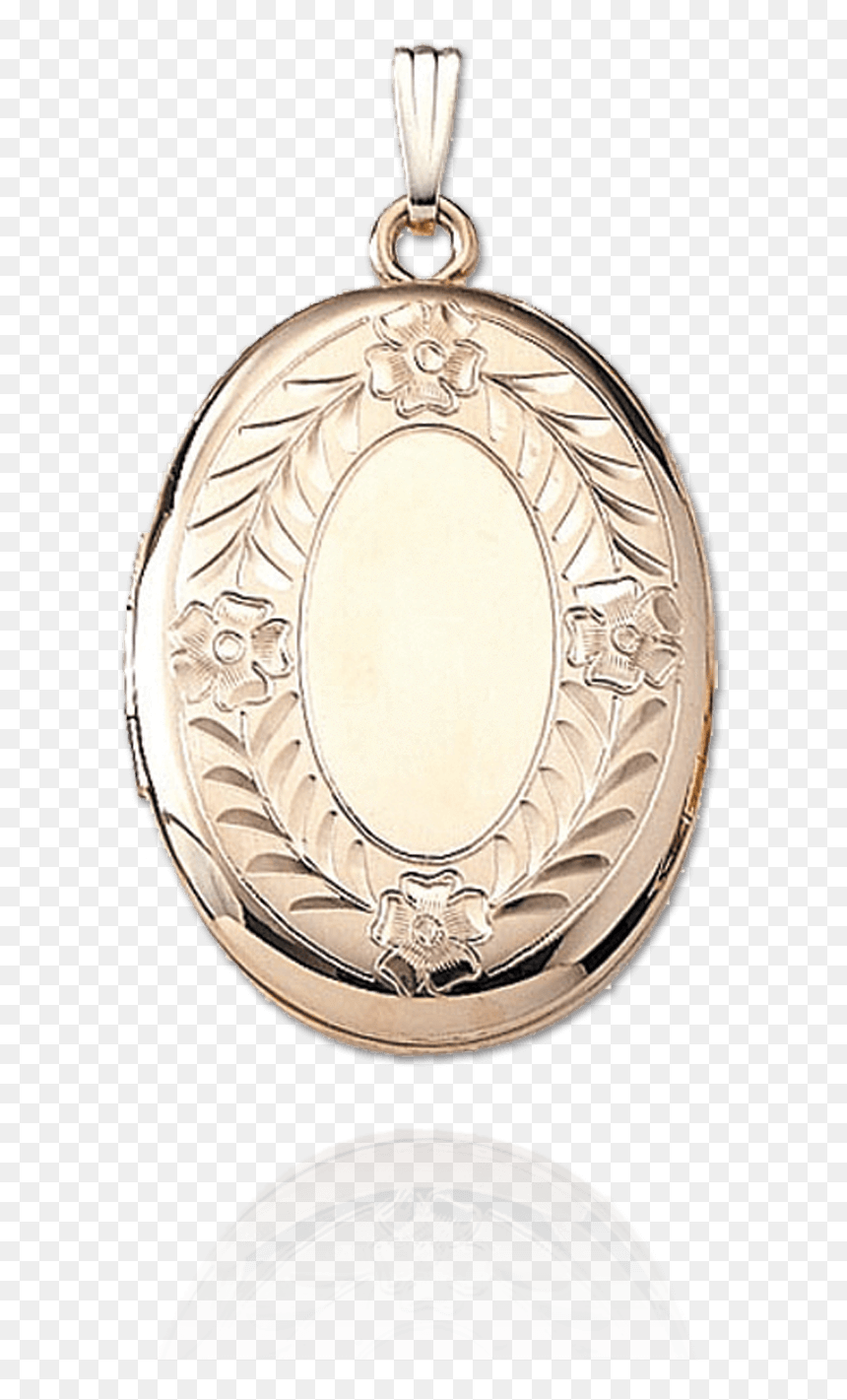 Engraved Flower Wreath Locket - Locket, HD Png Download - white oval png