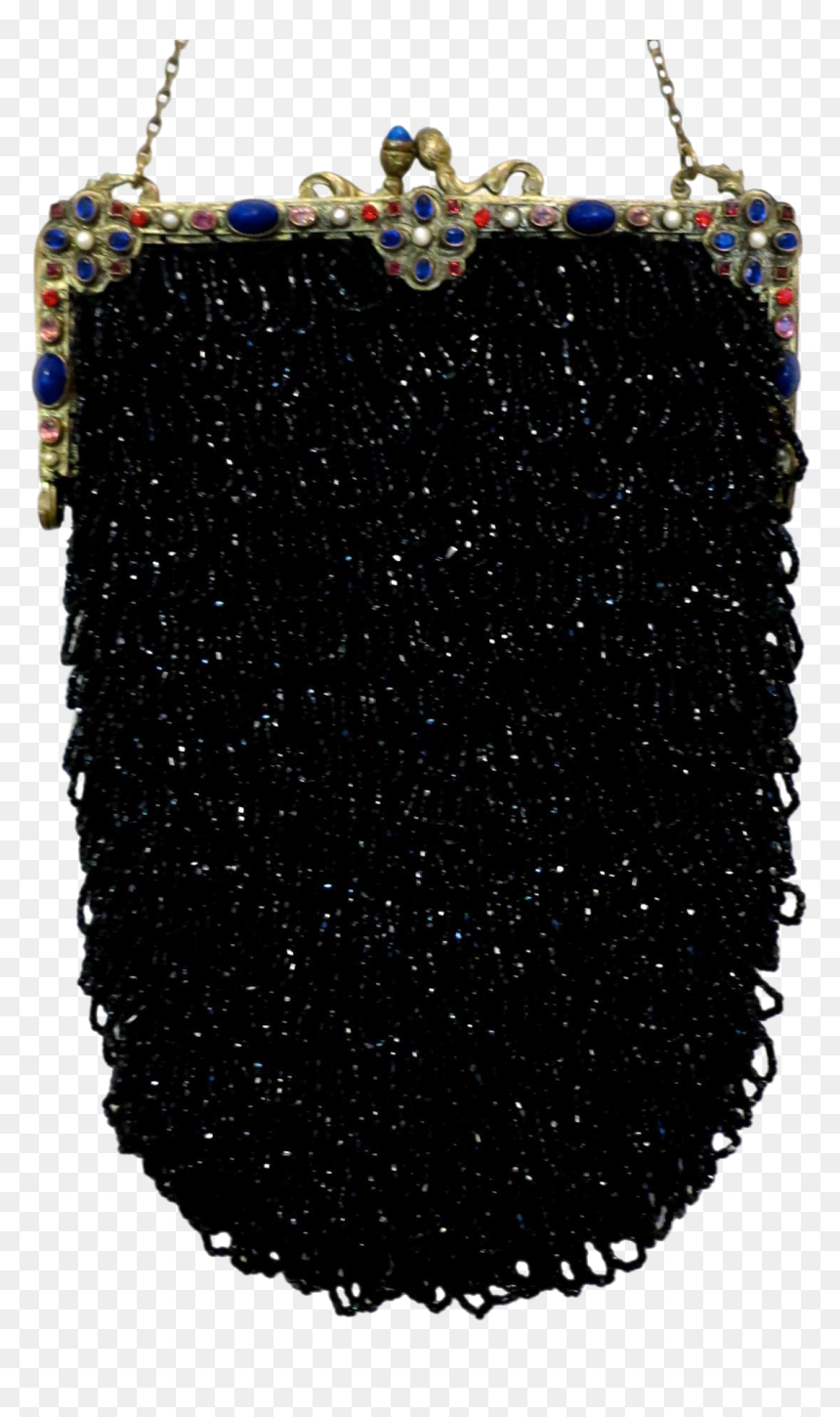 Vintage Beaded Purse Jewelled Encrusted Frame Black - Chain, HD Png Download - black chain png