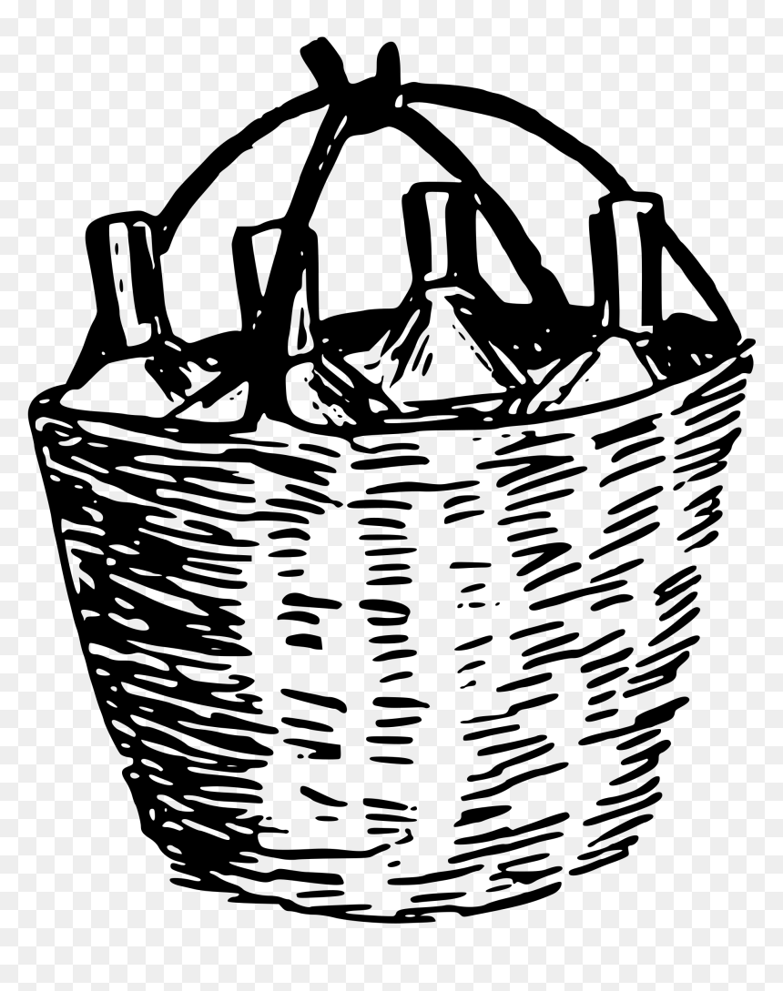 Basket Of Bottles Clip Arts - Basket, HD Png Download - bottles png
