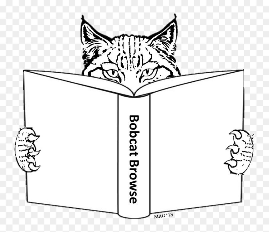 Illustration Of Bobocat Browse Logo - Bobcat Reading A Book, HD Png Download - bobcat png