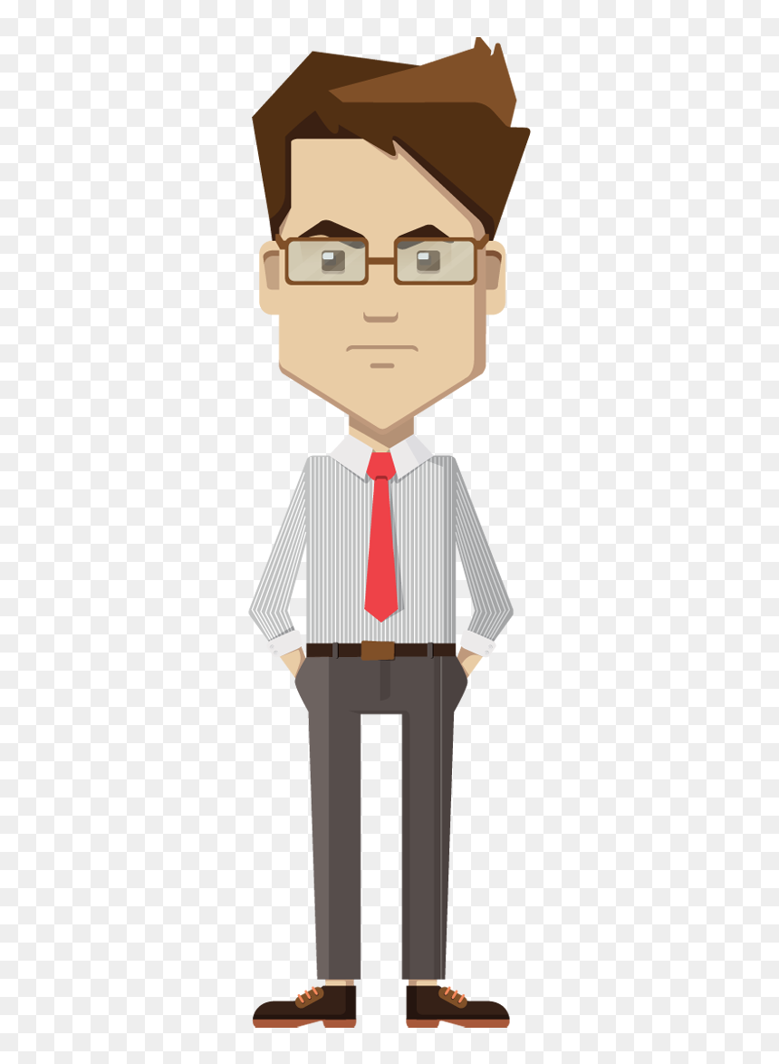 Cartoon Businessman Standing And Unhappy - Person Thinking Png Cartoon, Transparent Png - man standing png