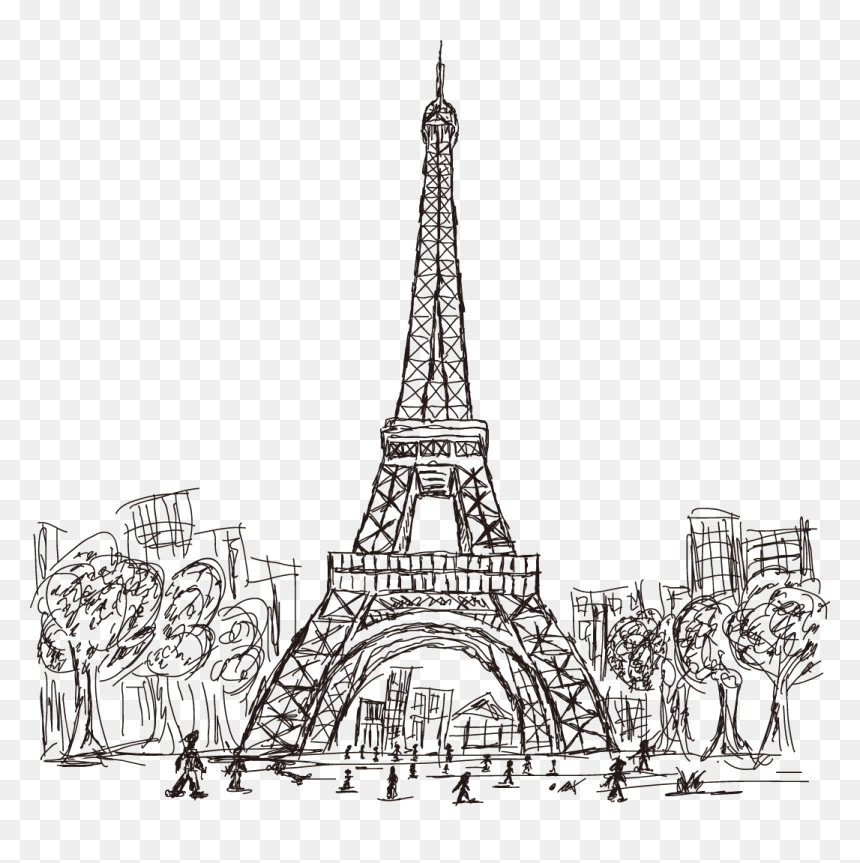 Paris Drawing Png - Drawing Illustration Of Eiffel Tower, Transparent Png - torre eiffel png