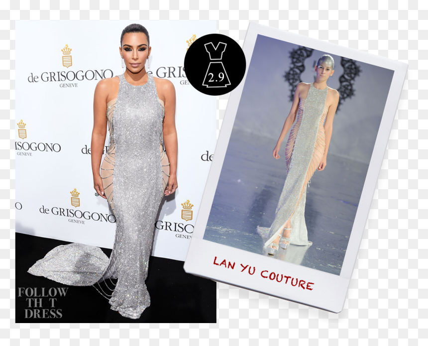 Kim Kardashian In Lan Yu Couture - De Grisogono, HD Png Download - kim kardashian png